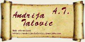 Andrija Talović vizit kartica